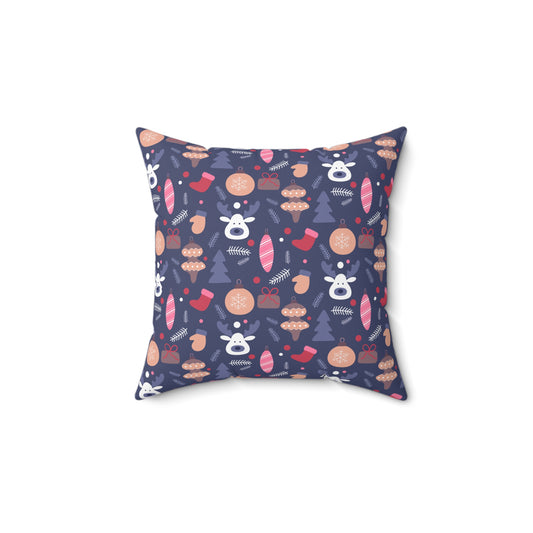 Cozy Holiday Throw Pillow with Playful Winter Design