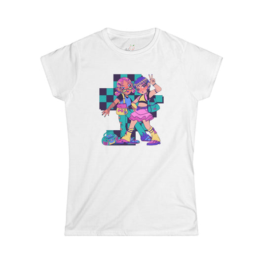 Retro Gamer Women's Softstyle Tee - Trendy Casual T-Shirt with Colorful Graphic Design