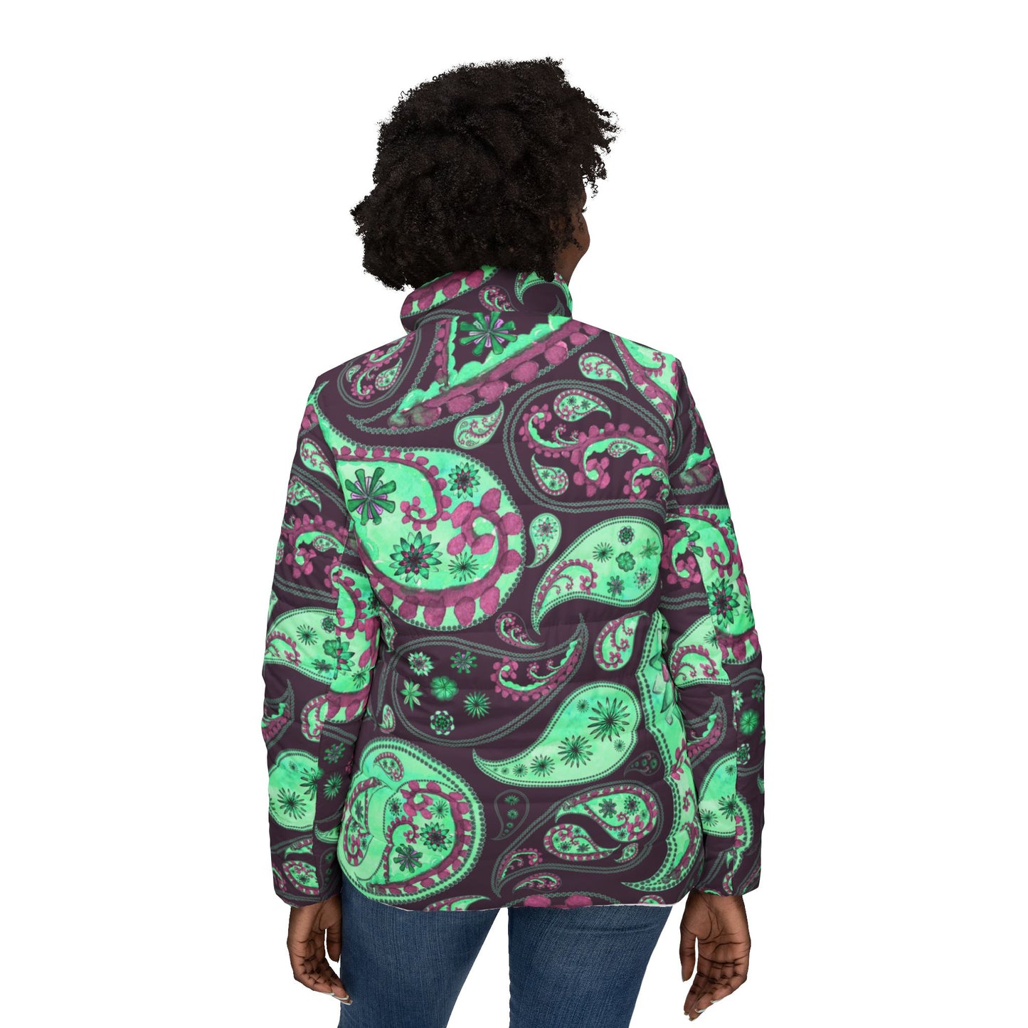 Vibrant Paisley Women’s Puffer Jacket - Stylish Warmth for Every Occasion