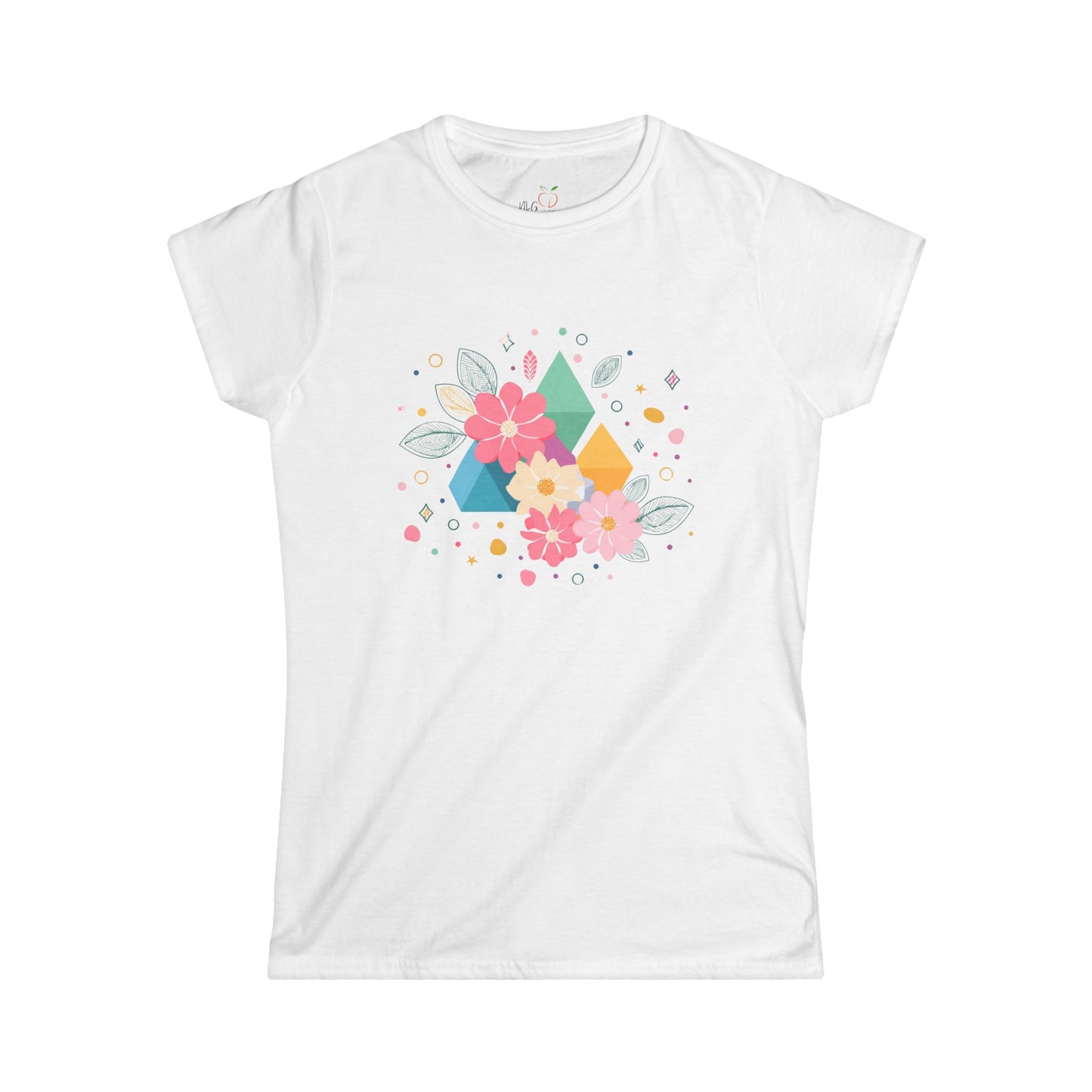 Floral Geometric Women's Softstyle Tee – Perfect for Spring and Casual Wear