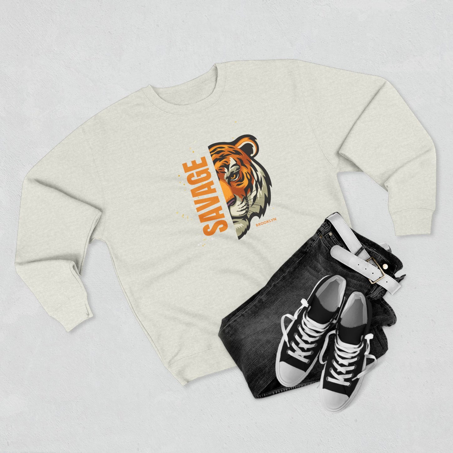 Savage Tiger Crewneck Sweatshirt for Men - Bold Graphic Apparel for Animal Lovers