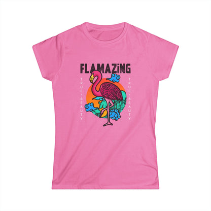 Flamazing Women's Softstyle Tee - Tropical Flamingo Design