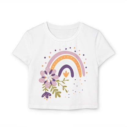 Floral Rainbow Women's Baby Tee - Cute & Casual Summer Top