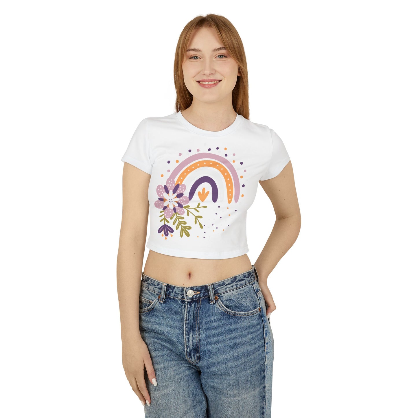 Floral Rainbow Women's Baby Tee - Cute & Casual Summer Top