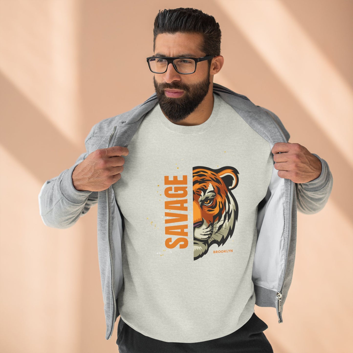 Savage Tiger Crewneck Sweatshirt for Men - Bold Graphic Apparel for Animal Lovers