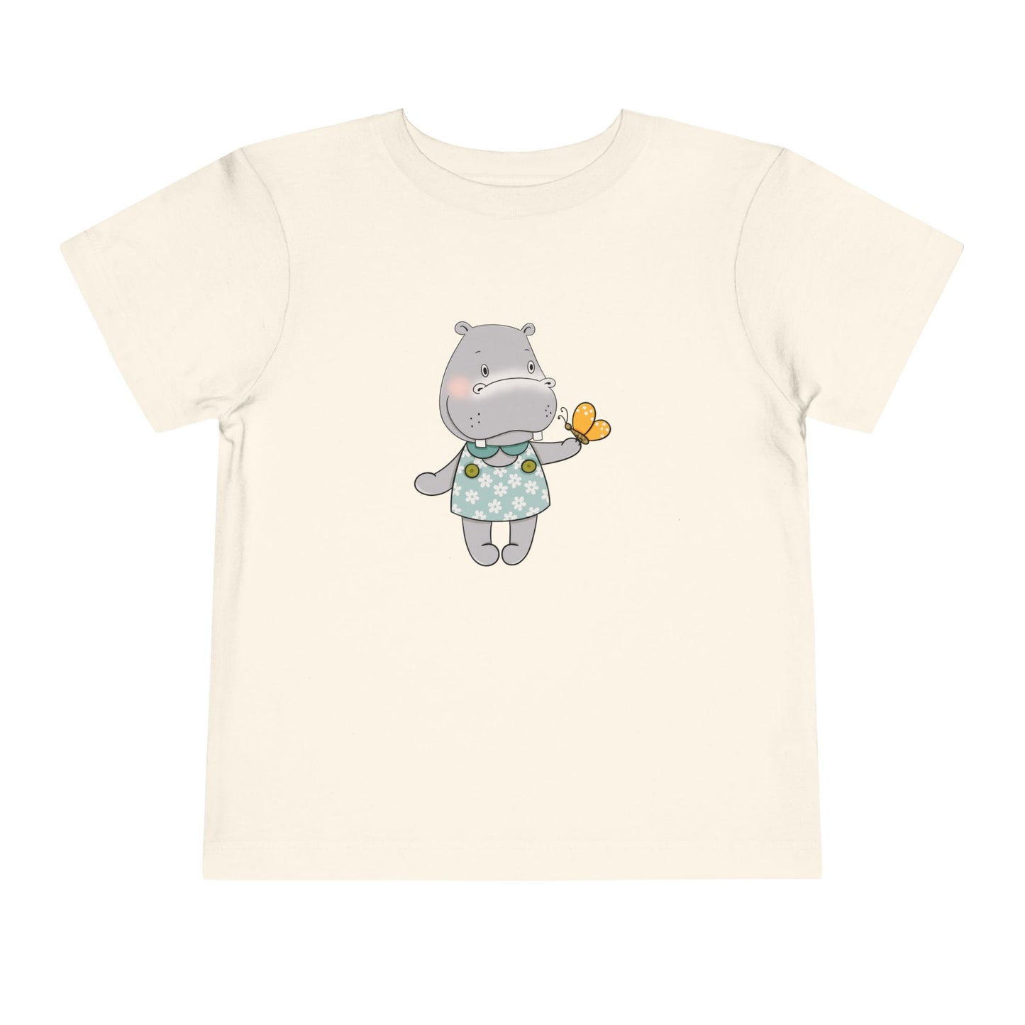 Cute Hippo Toddler Tee - Short Sleeve with Butterfly Design