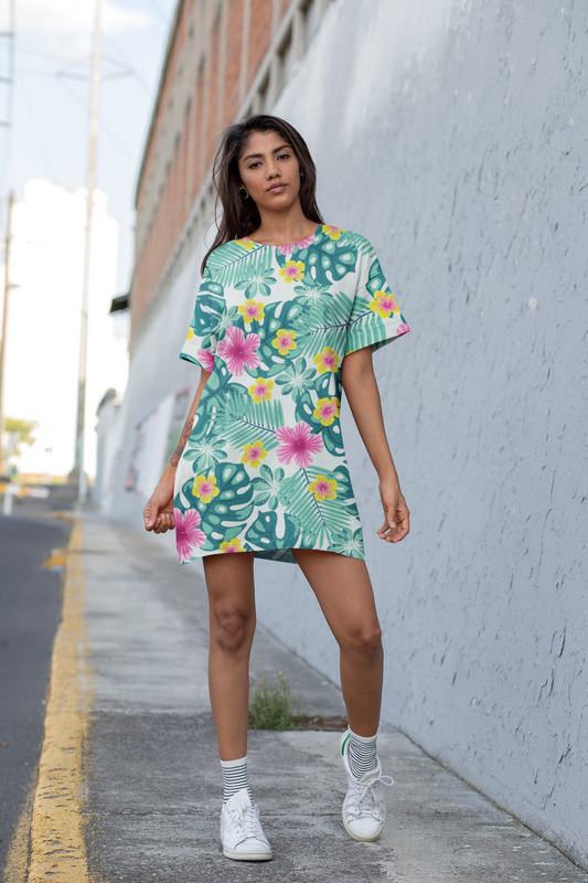 T-Shirt Dress with Flowers | Casual Floral Print Dress for Everyday Style