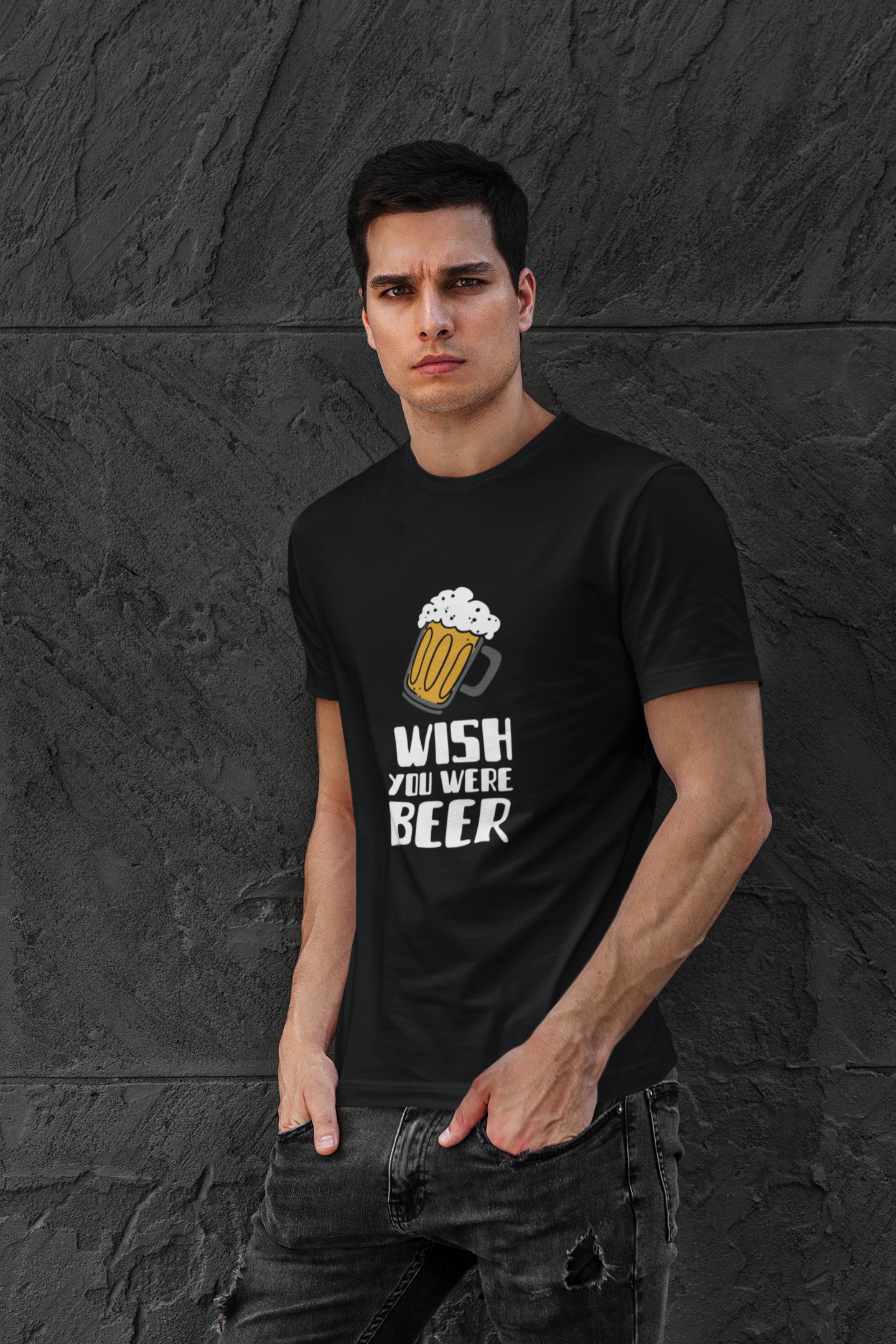 Funny Beer Lover Unisex Cotton Crew Tee - 'Wish You Were Beer' T-Shirt